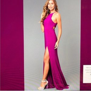 NWT FAVIANA HIGH NECKLINE FUSCHIA MERMAID PROM DRESS $298